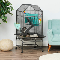 Cage à oiseaux en forme de grange Grande cage pour animaux de compagnie Roues Perroquet Perruche Canary Finch Conure avec support Multi-Level Small Animals Habitat