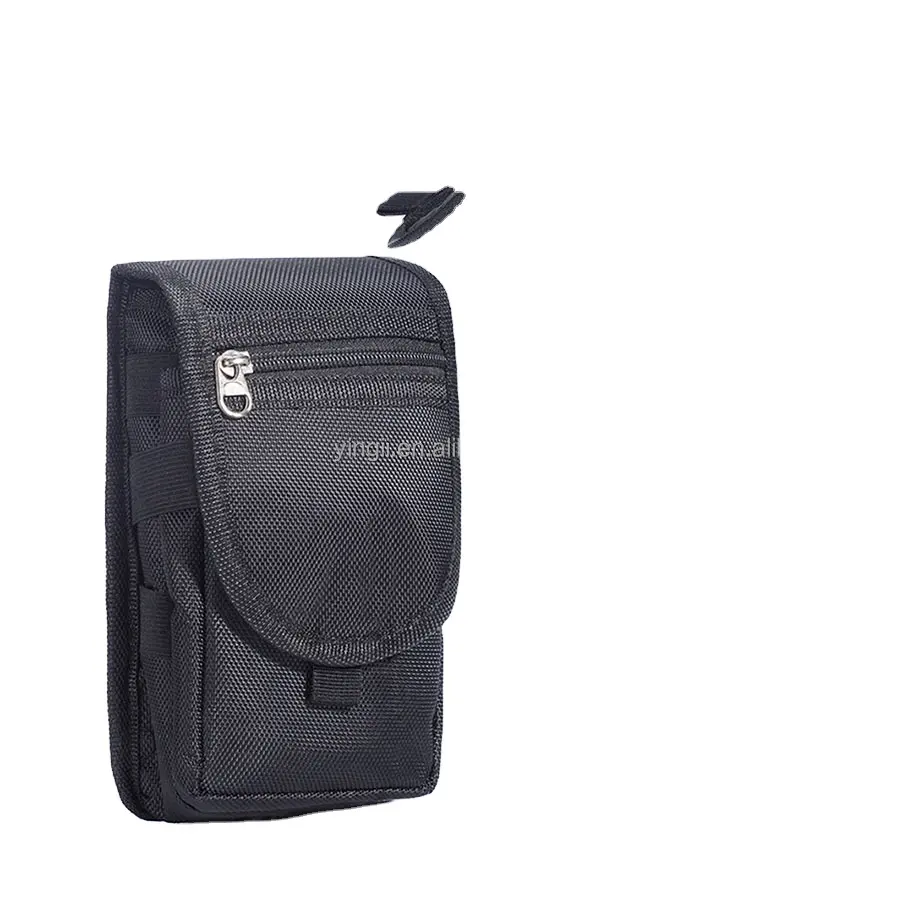 A399 Large Capacity Vertical Nylon Smartphone Holster Belt Loop Holster Waist Bag Carry Pouch Double Cell Phone Case