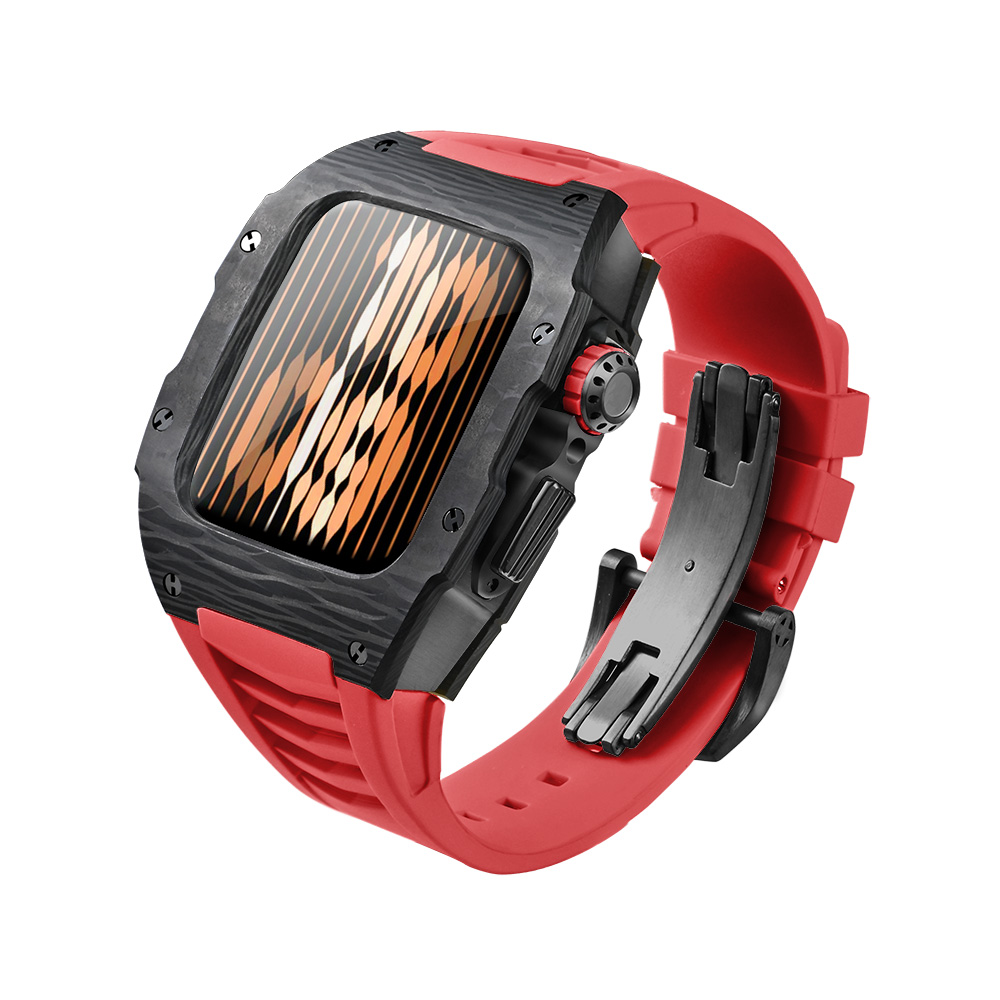 Bracelet rouge avec bouton noir