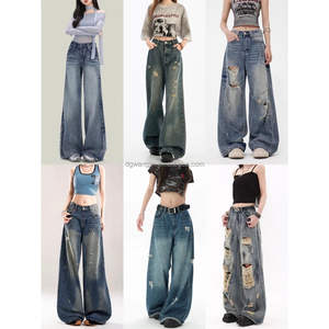 Nouveaux <span class=keywords><strong>Jeans</strong></span> <span class=keywords><strong>Femme</strong></span> 2026 Coupe Ample Grande Taille avec Poches Design Mixte - Product Image 5