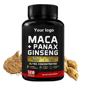 OEM Capsules de racine de maca de haute qualité 10000mg Ginseng Capsules Noir Rouge Jaune Racine de maca Comprimés Supplément