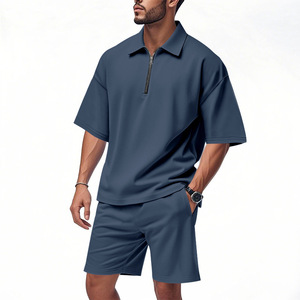 <b>Men</b> Streetwear Tracksuit Jogging <b>Suit</b> Custom Logo Polyester Sports Pullover Sweatshirt Two Pieces Shorts Set Fitness <b>Sweat</b> <b>Suit</b> - Product Image 3