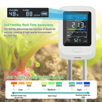 Testeur de sol rechargeable 6-en-1 Yieryi : humidité, fertilité, luminosité, température, pH, analyseur de nutriments du sol, modèle pour jardinage et agriculture