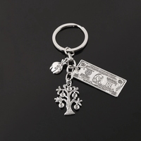 Porte-clés Arbre à Monnaie en Alliage de Zinc, Modèle 100 Dollars USD, Personnalisé, en Métal, pour Souvenir Fait Main, Cadeau Monnaie US