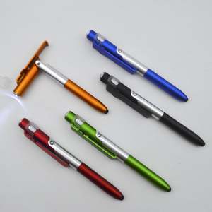 Custom Logo Four-In-One Capacitive Touch <b>Screen</b> Mobile Phone Holder <b>Folding</b> Ballpoint Pen With Led Light - Product Image 3