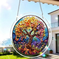 Nouveau puzzle rond en MDF 2026, imprimé UV, pièces suspendues réfléchissantes, décoration colorée pour jardin/fenêtre, artisanat pour adultes et adolescents