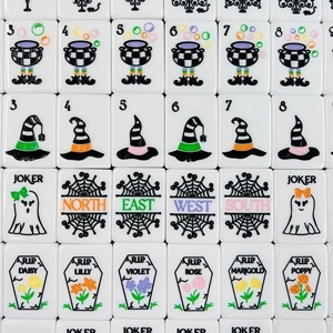 <span class=keywords><strong>Mahjong</strong></span> d'Halloween au design chapeau de sorcière, tuiles noires <span class=keywords><strong>et</strong></span> blanches, style américain, le plus vendu pour les jeux d'Halloween - Product Image 4