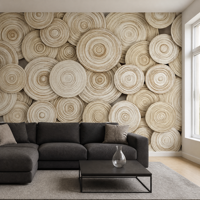 Papier peint mural circulaire moderne à relief neutre, texture naturelle, pour les intérieurs contemporains et commerciaux