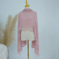 Nouveau foulard long 180*80cm en modal avec dentelle, châle de mode pour femmes musulmanes, coupe-vent, anti-sable et respirant