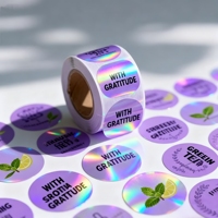 Étiquettes personnalisées pour emballages cosmétiques en tube, gaufrées - Autocollants holographiques ronds pour peptides