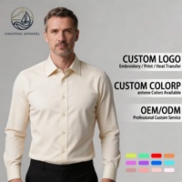 Chemise habillée pour homme 100 % coton, luxe Grandmaster, logo personnalisé, texture unie, parchemin antique, ivoire vintage