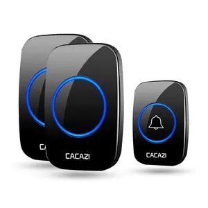 1T2 60 tonos de llamada y 5 niveles de volumen Alerta de puerta de entrada Kit de timbre de CC digital alimentado por batería AA 2 receptores - Product Image 1