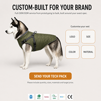 Gilet isolant pour chien avec harnais intégré et anneau en D arrière, coque hydrofuge 300D, doublure en polaire pour les promenades hivernales par temps froid