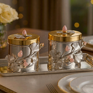 Classic Stainless steel Spice Container With Lid Engraved Floral Design Round Shape <b>Storage</b> <b>Box</b> For <b>Kitchen</b> Use - Product Image 1