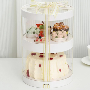 Tùy chỉnh sang trọng Vòng rõ ràng cửa sổ xi lanh cupcake hộp hoa trắng hộp bánh - Product Image 6