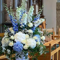 Hochzeitsblumen MoKtong Einfach zu Befestigende 80cm Blau-Weiße Phalaenopsis-Orchidee Seidenblumenkugel für Eingangsbereich-Dekoration
