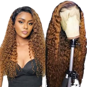 1B 30 Two-Tone for Ombre Deep Wave Glueless Wigs 13x6 HD Lace Front Raw Human Hair Natural Hairline Pre-Plucked Full HD <strong>Lacewig</strong> - Product Image 2