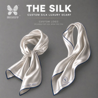 Élégant foulard en soie satinée personnalisé avec votre logo, 100% soie de mûrier, double bordure, pour femme, vente en gros, cadeau, accessoire de cou design