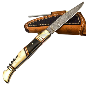 Custom Damascus Steel Fixed Blade Utility <b>Knife</b> Bull Horn Camel <b>Bone</b> <b>Handle</b> Personalized Name Logo High Quality Hunting Camping - Product Image 1