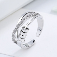 Bague anti-stress rotative G1732 avec perles tournantes pour femmes