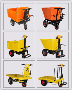 Carretilla manual naranja de 860 mm de largo y 630 mm de ancho con asa y ruedas para transporte en obras de construcción - Product Image 3