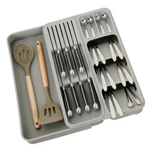 Accessoires de cuisine très demandés : Organisateur de tiroir à couverts extensible, plateau de rangement en plastique pour ustensiles - Product Image 2