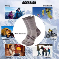 Chaussettes en laine mérinos à boucles complètes, tricotées à grosses aiguilles, chaussettes de randonnée mi-mollet, chaussettes personnalisées en laine mérinos pour hommes, haute qualité, vente en gros
