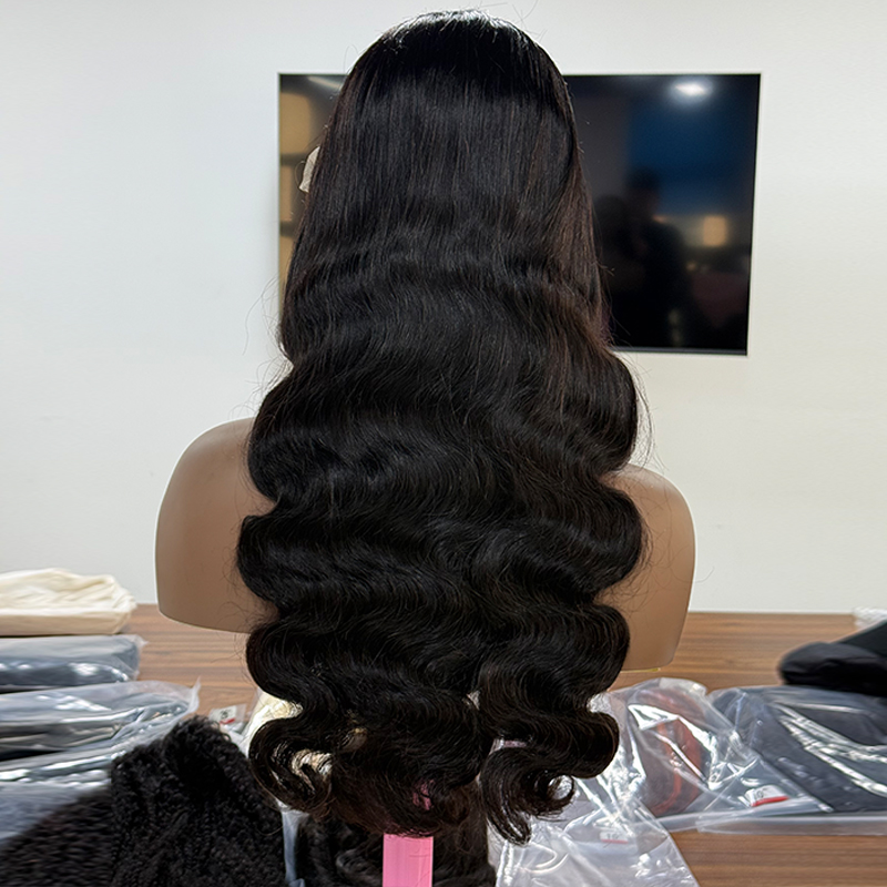 natural black body wave wig