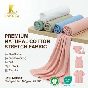 Tissu en jersey simple extensible en coton pur respirant et doux avec 5% d'élasthanne pour vêtements de bébé, t-shirts, vêtements de nuit et sous-vêtements - Product Image 1