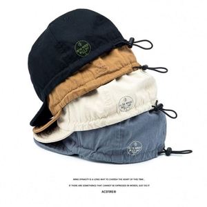 Wholesale Vintage Fashion Short Men's and Women's Black Wash Soft <b>Top</b> Drawstring Tooling Curved Brim Baseball Cap - Product Image 2