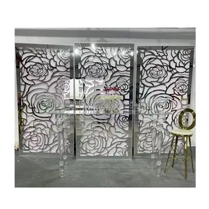 wedding furniture engraved rose panel acrylic wedding backdrop for events decor equipment