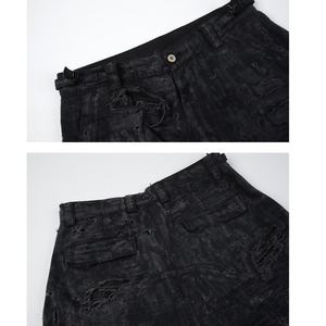 กางเกงยีนส์คาร์โก้ทรงหลวมสไตล์ลำลองแฟชั่นใหม่ แต่งขาดๆ หลายกระเป๋า ทรงตรง ผ้าหนา ซ้อนสองชั้น - Product Image 6