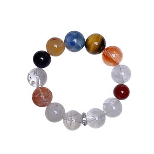 Pulsera de Lujo Ligera con Cuentas de Ojo de Tigre Amarillo de Grano Grande, Flor de Goma Amarilla y Cristal <span class=keywords><strong>Asai</strong></span> Blanco - Product Image 5