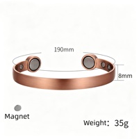 Bracelet ouvert en cuivre pur style vintage Sland, bracelet thérapeutique magnétique en cuivre rouge, ajustable, cadeau santé pour hommes et femmes