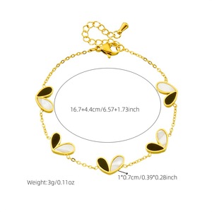 Heart Shape Black White Two Tone Stainless Steel Necklace Earring <b>Bracelet</b> <b>Set</b> Women's Fashion Jewelry Party Accessory - Product Image 5