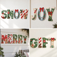 Décor mural en bois lettres de l'alphabet de Noël 30 cm – Panneaux festifs pour la maison, les fêtes, les arrière-plans et les coins photo – Ensemble de décoration