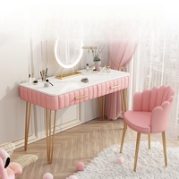 Nouvelle conception 2026, commode moderne rose, extensible, chambre d'enfant, miroir éclairé, coiffeuse en bois, table de maquillage, petit espace