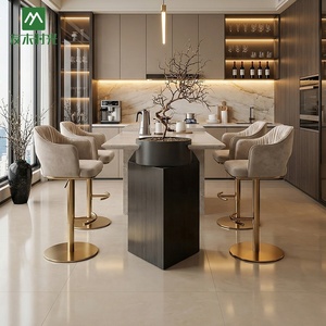 Modern Luxury <strong>Height</strong>-<strong>adjustable</strong> Stainless Steel <strong>Bar</strong> <strong>Stools</strong> and Chairs with Swivel for Living Room and Kitchen Use - Product Image 4