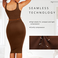 Robe gainante noire élégante sans coutures avec contrôle du ventre intégré pour femme, vente en gros sur mesure