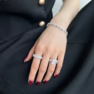 Jilina nuovo S925 anello di diamanti in argento con fila simulata 5*7 anello di diamanti con uovo colomba per matrimonio o regalo di fidanzamento femminile