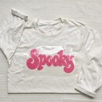 Patchs d'Halloween effrayants personnalisés en gros, grandes lettres en chenille, broderies moelleuses, transferts DTF thermocollants pour vêtements