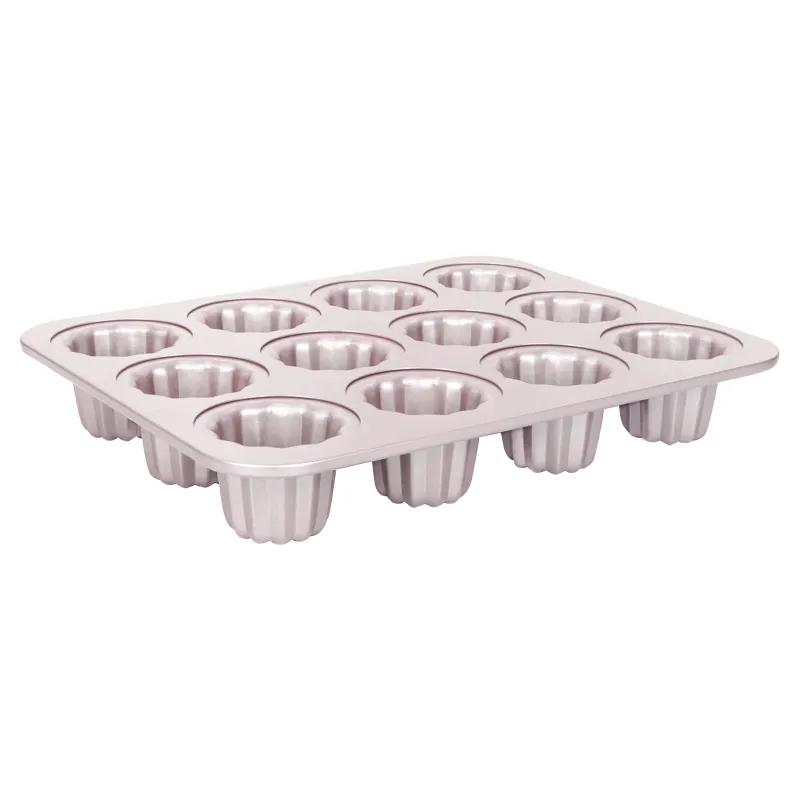 Guangzhou Hot Selling 12 Cups Non-stick Metal Cannele Cake Mould for Baking Cake