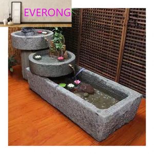 Ancien Bac à Nourriture pour Animaux <span class=keywords><strong>en</strong></span> Granit Recyclé Utilisé pour la Décoration de Jardin - Product Image 1