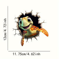 Autocollant de voiture 3D tortue adorable personnalisé, auto-adhésif et étanche – Design dessin animé en PVC pour véhicules, motos, vitres et peinture