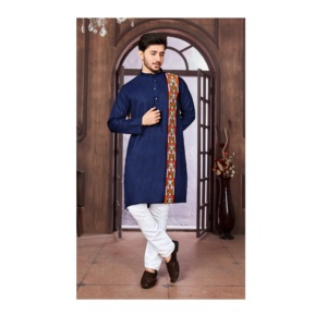 Pyjama Kurta en coton exclusif Navratri pour hommes de haute qualité avec pyjama Kurta musulman Gamthi Work pour l'exportation mondiale - Product Image 1