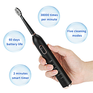 Brosse à dents électrique rechargeable portable 5 modes de nettoyage IPX7 brosse à dents de voyage sonique à poils souples étanches - Product Image 2
