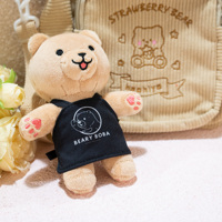 Porte-clés en peluche ours personnalisé OEM ODM, pendentif ours en peluche mignon avec logo personnalisé, en coton PP super doux pour promotion de marque