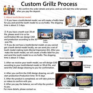 Fondo personalizzato 2 4 6 8 10 mosaico VVS Moissanite Lab Diamond taglio dritto S925 argento 10K 14K oro massiccio denti <span class=keywords><strong>Grillz</strong></span> - Product Image 5