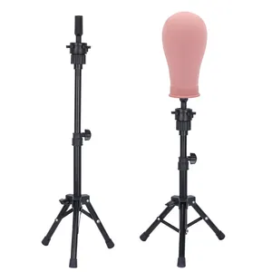 Mini Table top Mannequin Head Stand Holder Foldable Metal Adjustable Wig Tripod Stand Manikin for Salon Cosmetology Teaching