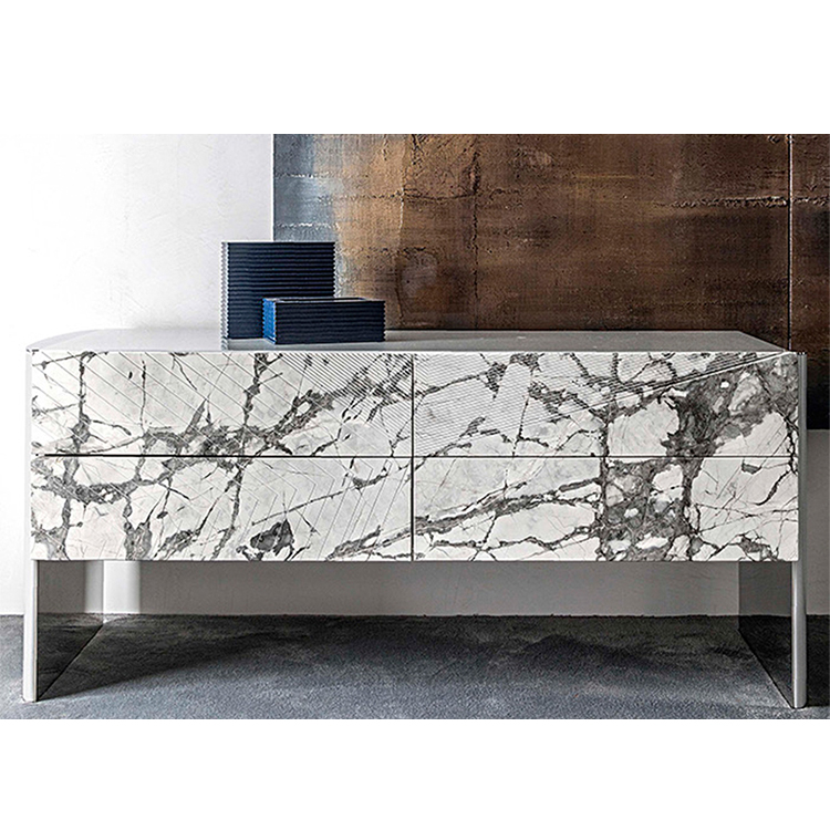Профессиональный шкаф-сервант из натурального мрамора толщиной 20 мм, роскошный боковой шкаф для хранения для гостиной
